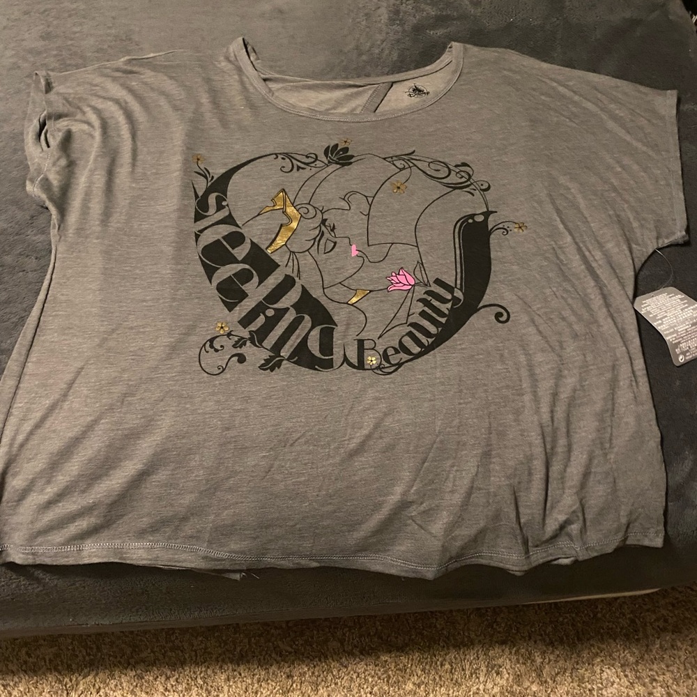 Disney sleeping beauty graphic tee foil accents